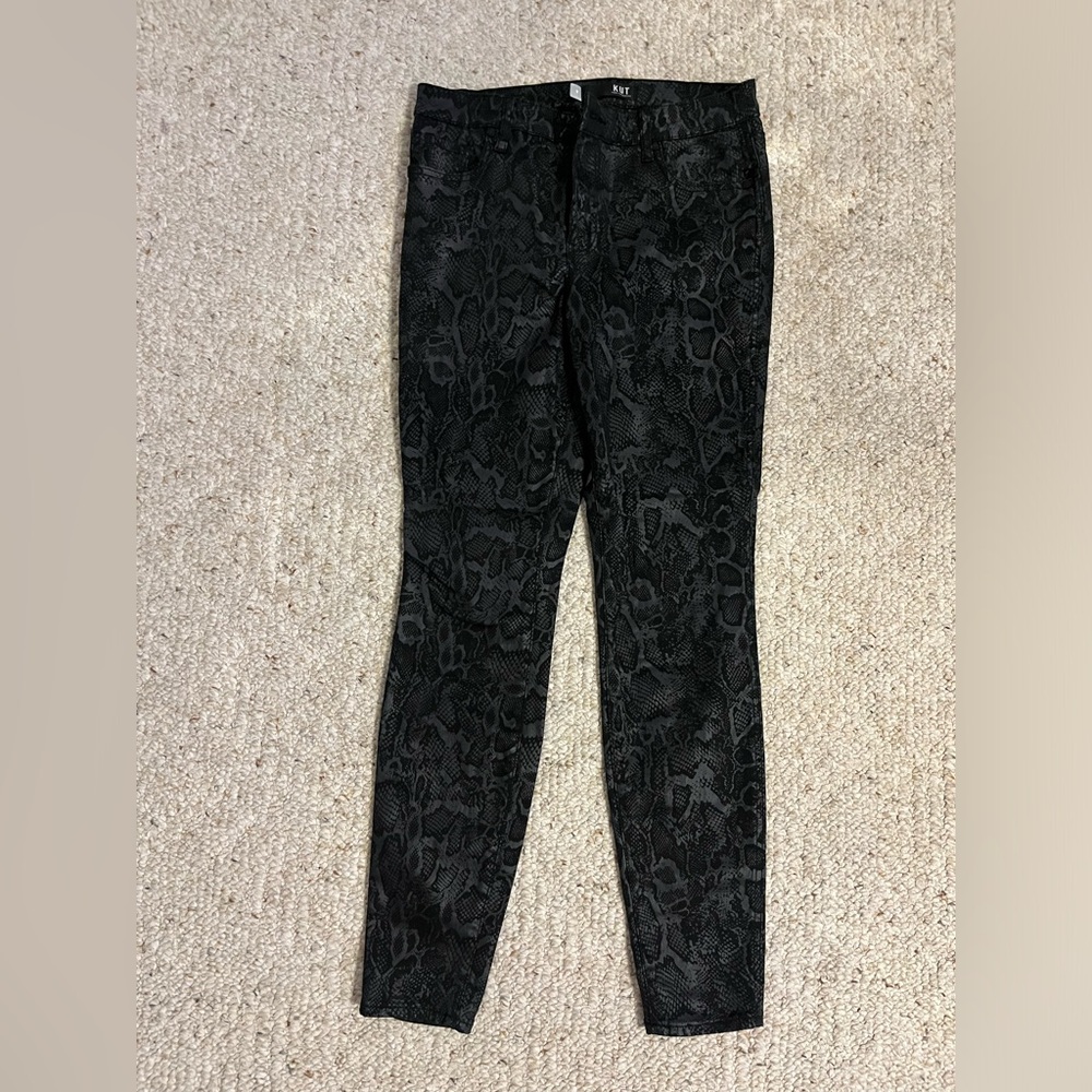 KUT from the Kloth Snake Print Leather Jeans